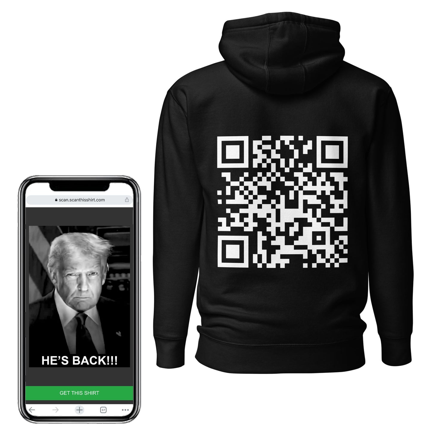 Trump - HE'S BACK!!! QR Sweatshirt