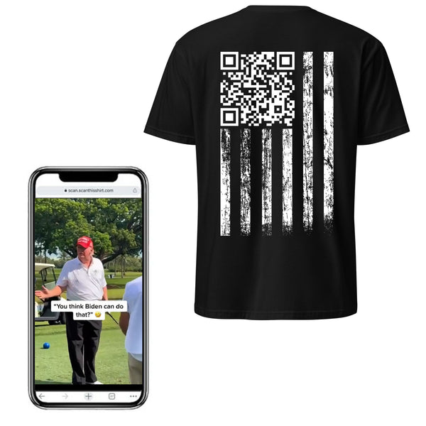 Trump Biden Golf Troll 45 - 47 Flag QR Shirt