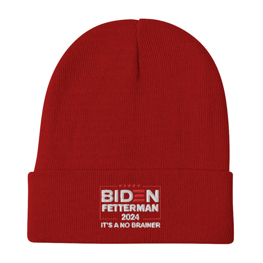 Biden Fetterman 2024 "It's A No Brainer" Beanie Hat